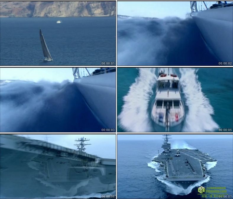 YC0951-小船大船航母乘风破凉航海高清实拍视频素材