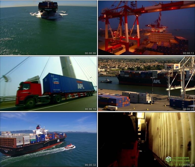 YC0992-物流运输货轮吊车校验检查交通高清实拍视频素材
