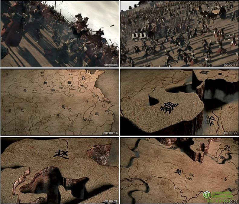 YC1005-中国古代战争拼杀七国争霸版图高清实拍视频素材
