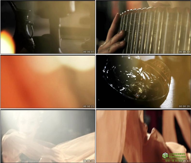 YC1007-中国古代宫廷淫靡生活舞蹈音乐漆器古筝高清实拍视频素材