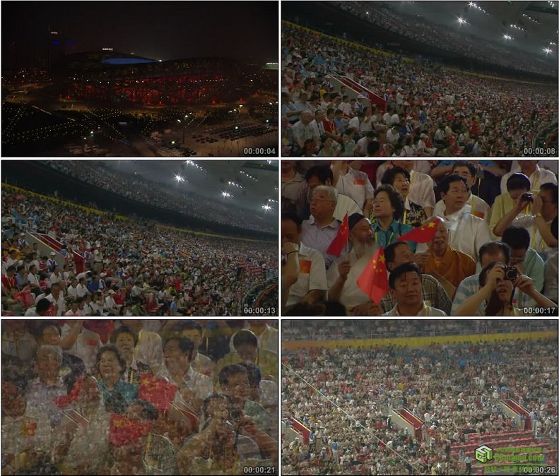 YC1068-鸟巢奥运体育馆观众席小国旗高清实拍视频素材