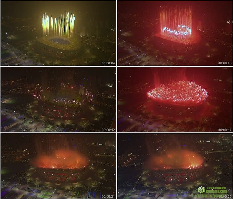 YC1072-北京奥运会开幕鸟巢烟花航拍高清实拍视频素材