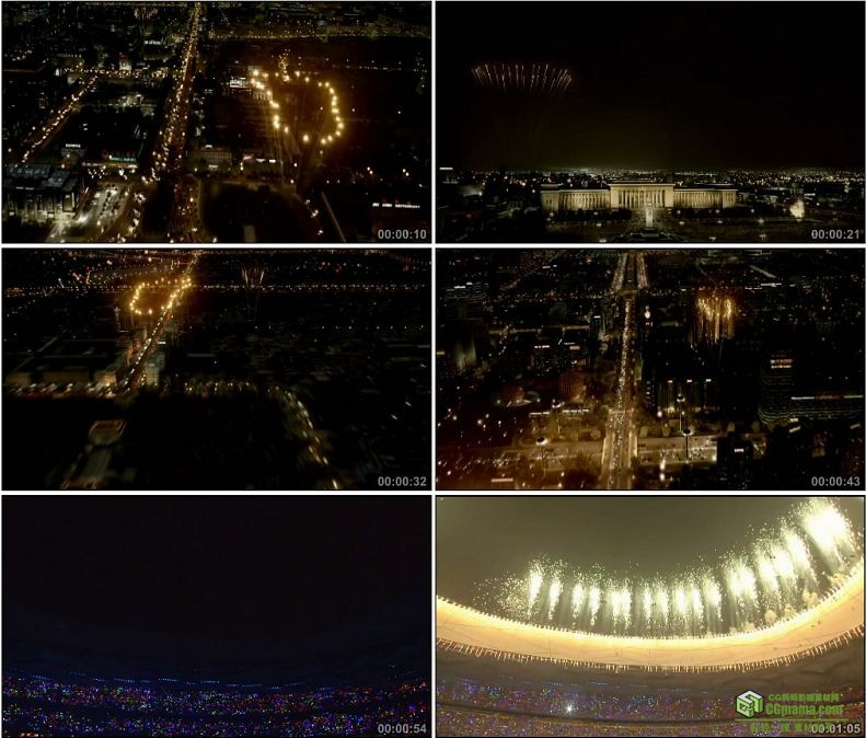 YC1077-中国北京奥运会开幕式29个脚印烟花烟火焰火高清实拍视频素材