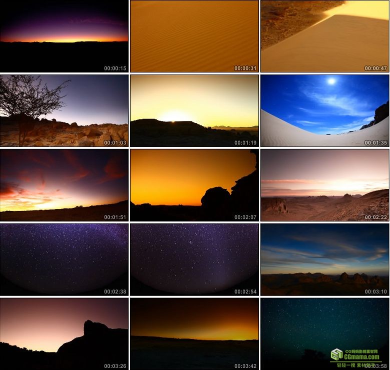 AA0124-仙境撒哈拉(Sahara_Wonderland)沙漠星空植物胡杨高清实拍视频素材