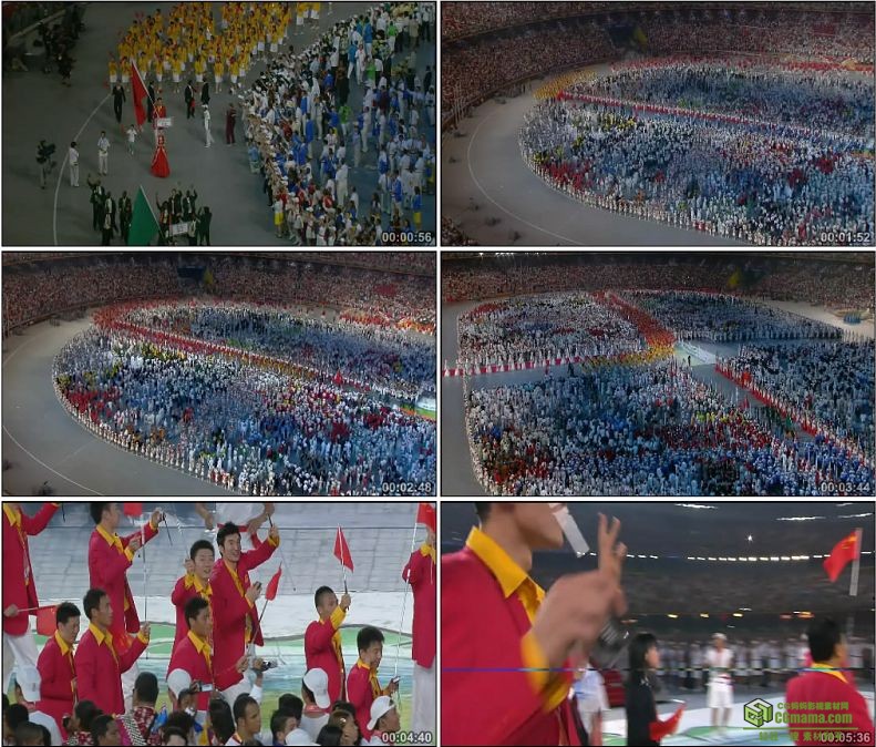 YC1103-中国北京奥运会中国代表团入场姚明举国旗高清实拍视频素材