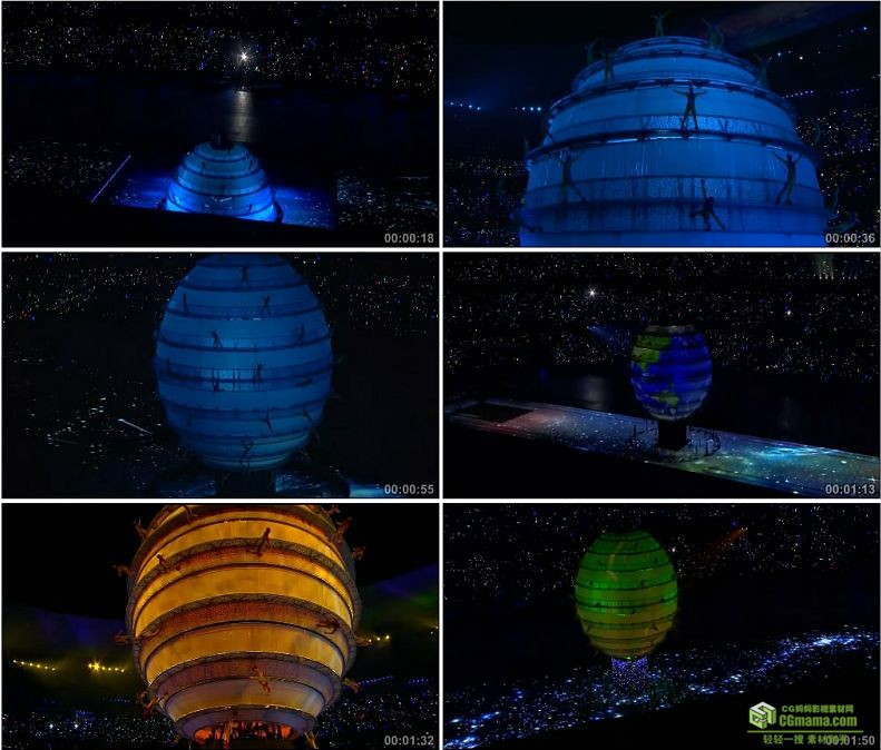 YC1109-中国北京奥运会开幕式地球升起高清实拍视频素材