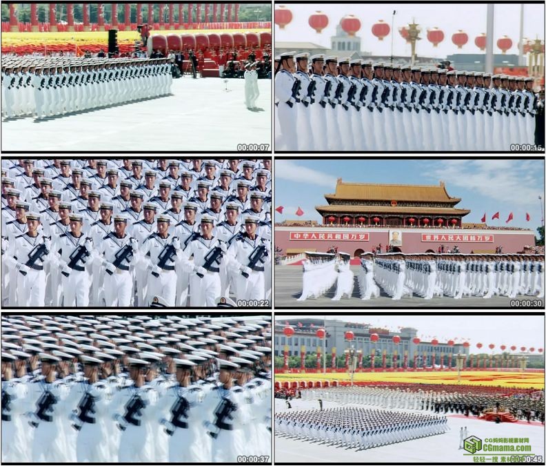 YC1127-中国海军水兵方队军事阅兵高清实拍视频素材