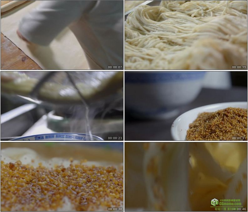 YC1199-虾籽小刀面手擀面煮面制作美食高清实拍视频素材