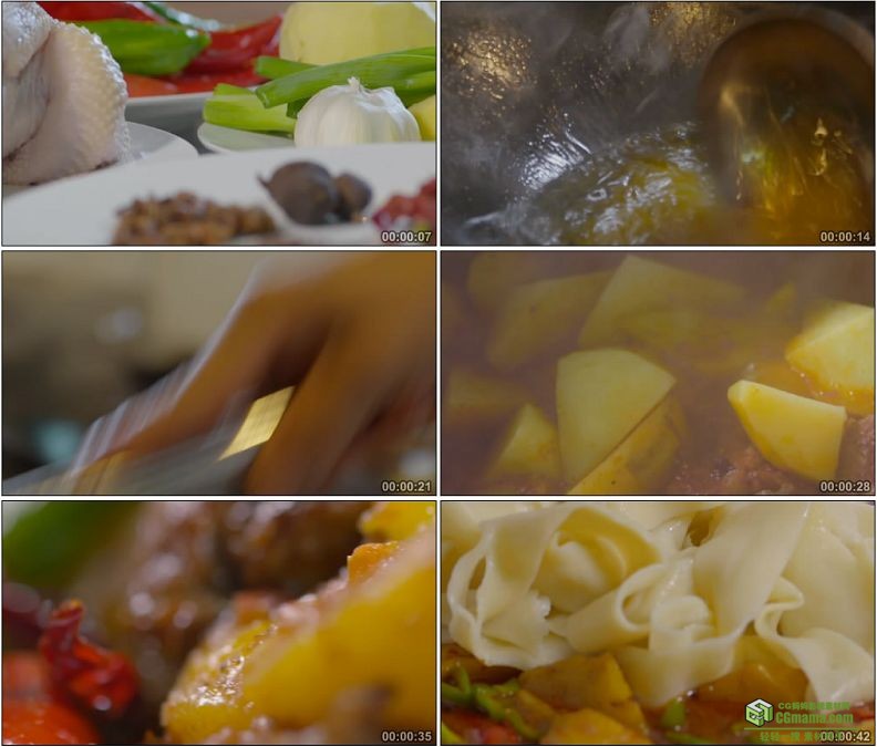 YC1211-新疆特色大盘鸡拌面特色美食高清实拍视频素材