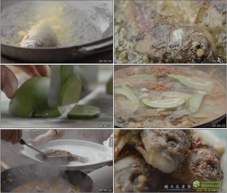YC1220-云南风味酸瓜炖洱海鲫鱼美食高清实拍视频素材