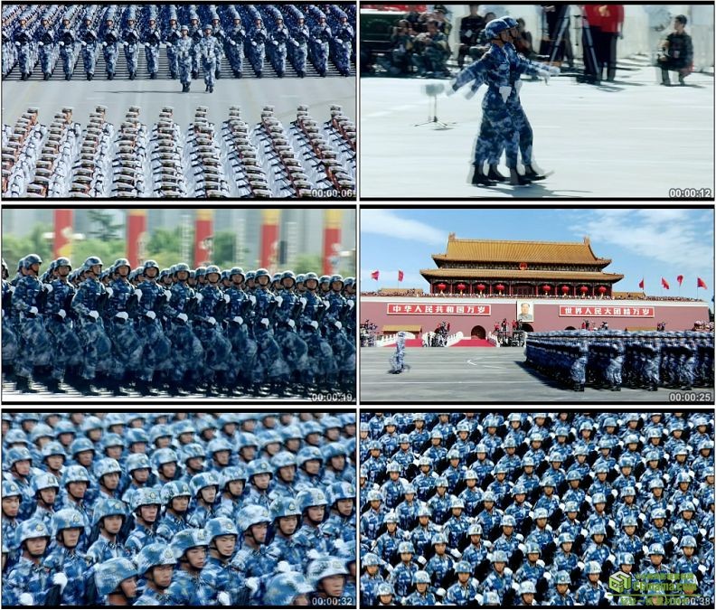 YC1232-中国阅兵典礼海军陆战队高清实拍视频素材