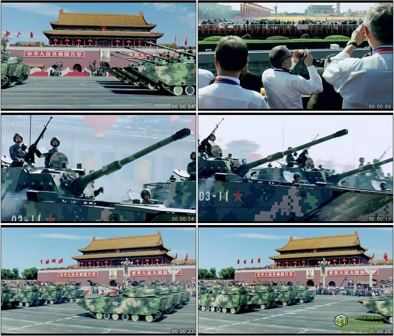 YC1244-中国军队05式两栖突击车战车装甲车阅兵典礼高清实拍视频素材