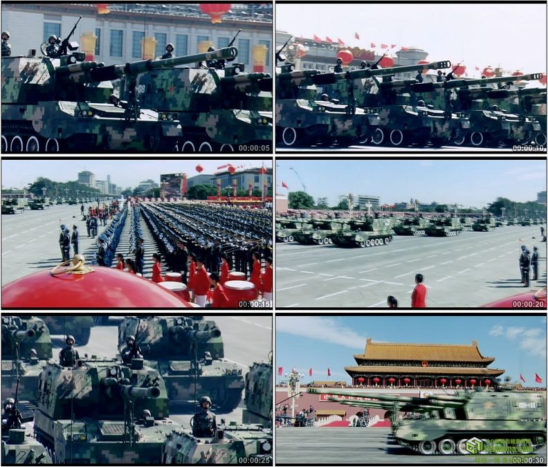 YC1250-中国军队履带自行加榴炮部队装甲车战车军事高清实拍视频素材