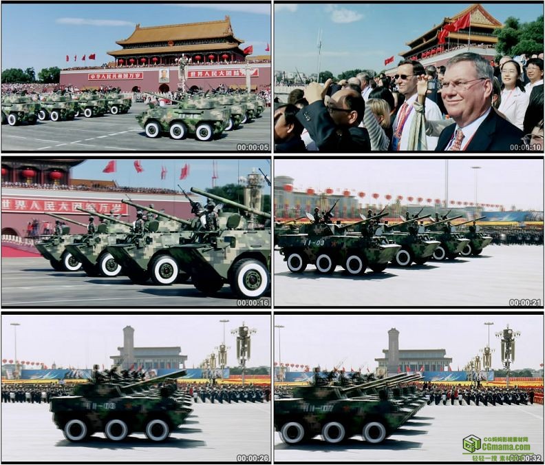 YC1252-中国军队轮式自行迫榴炮部队战车装甲车高清实拍视频素材