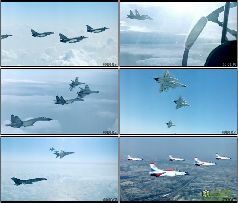 YC1261-中国人民军队空军战斗机空中翱翔军事高清实拍视频素材