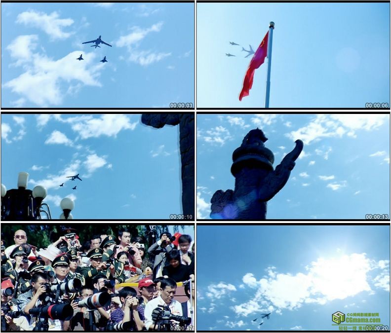 YC1276-天安门广场空军阅兵加受油机轰油6空中加油机高清实拍视频素材