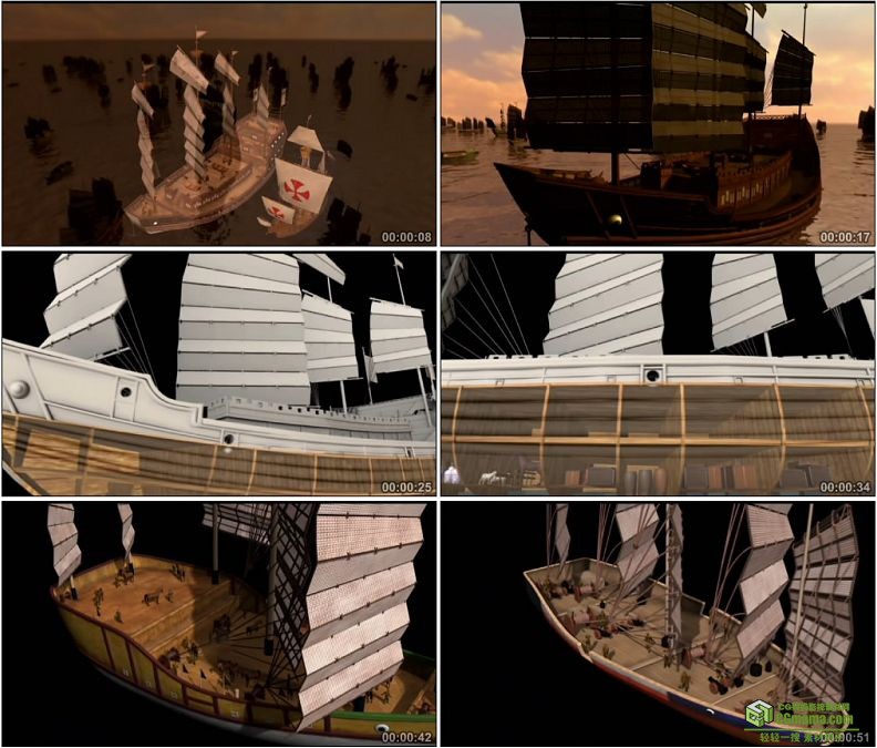 YC1308-古代郑和下西洋宝船结构内部构造高清实拍视频素材