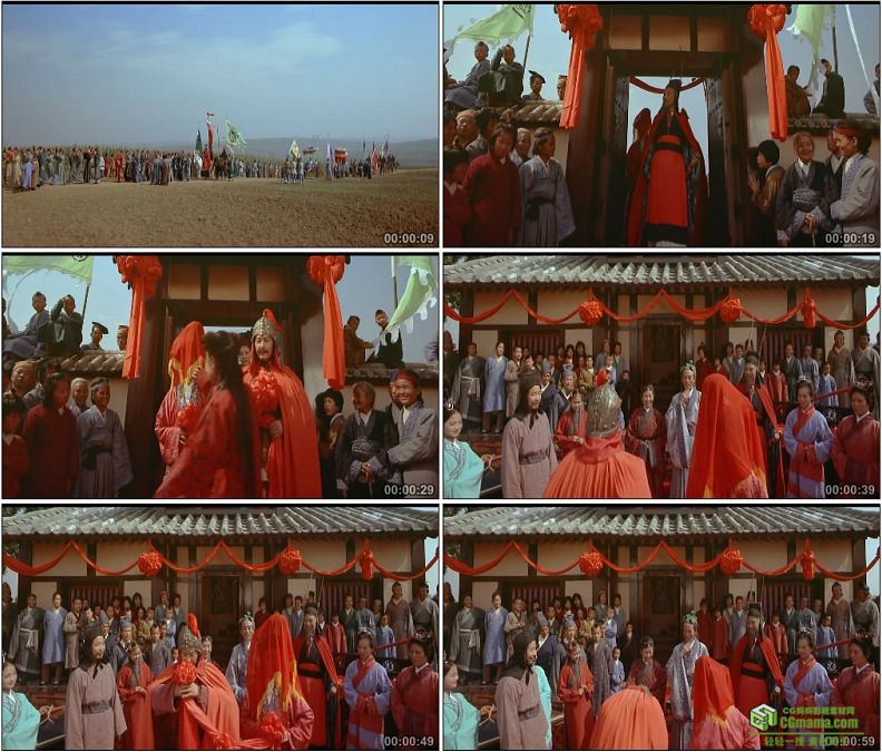 YC1352-中国古代战国婚礼拜天地结婚娶亲高清实拍视频素材