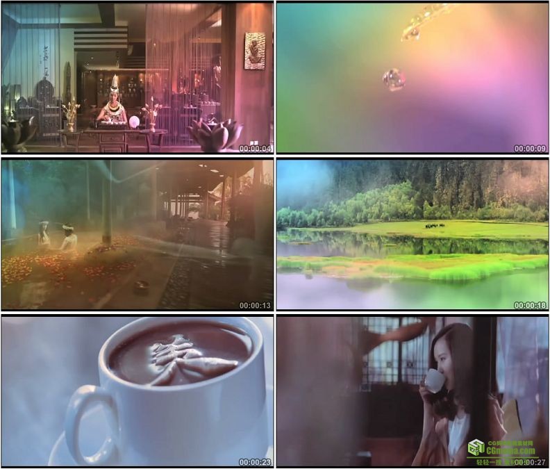 YC1354-中国娱乐享受打太极少数民族茶艺喝咖啡瑜伽温泉小高清实拍视频素材