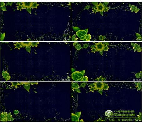 LED0564-翠绿色花朵盛开卷草LED高清视频背景素材