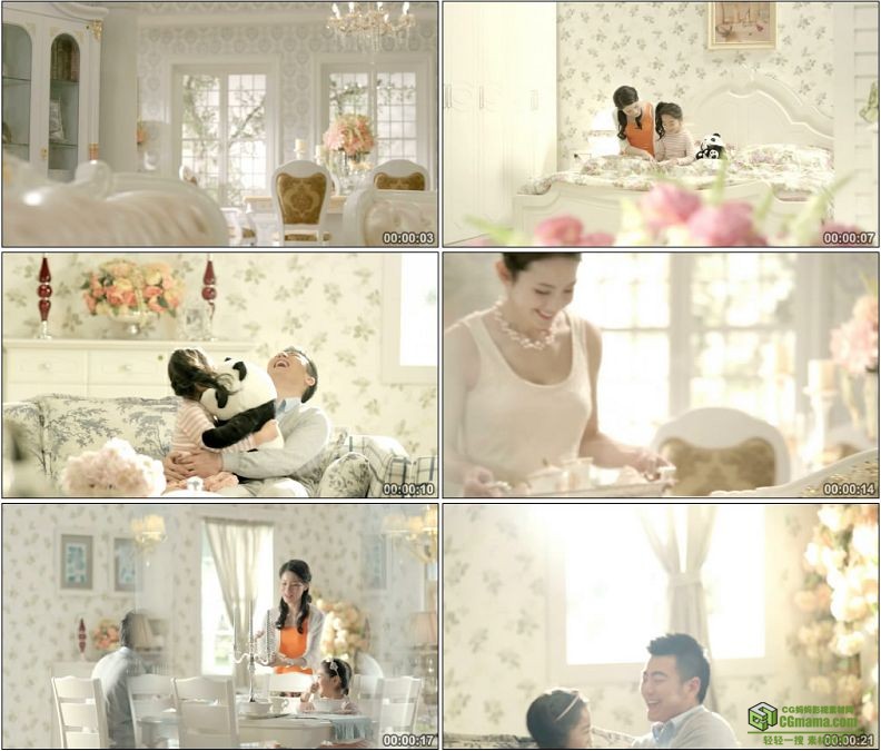 YC1376-室内家居温馨生活一家人吃饭幸福浪漫小高清实拍视频素材