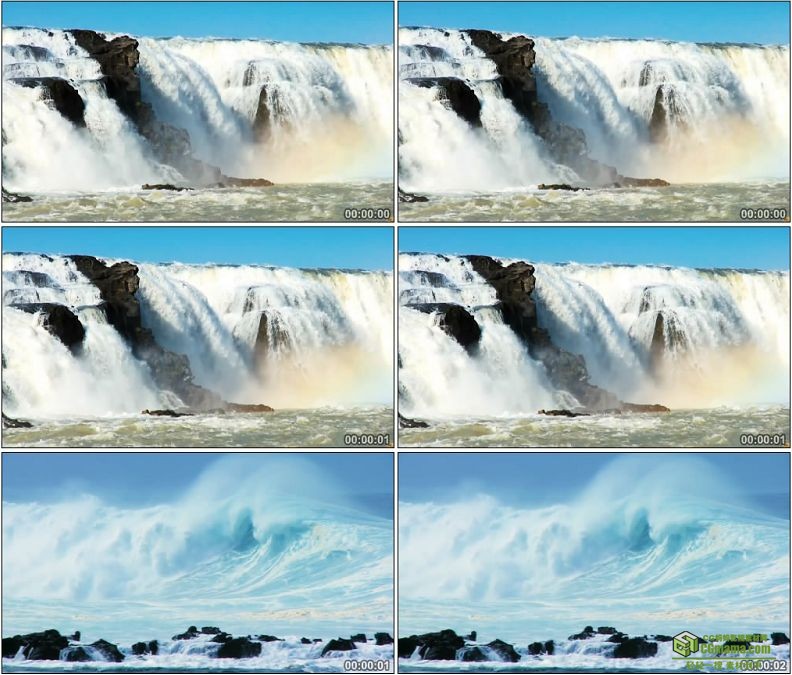 YC1396-气势磅礴瀑布海浪波浪大浪自然风光高清实拍视频素材