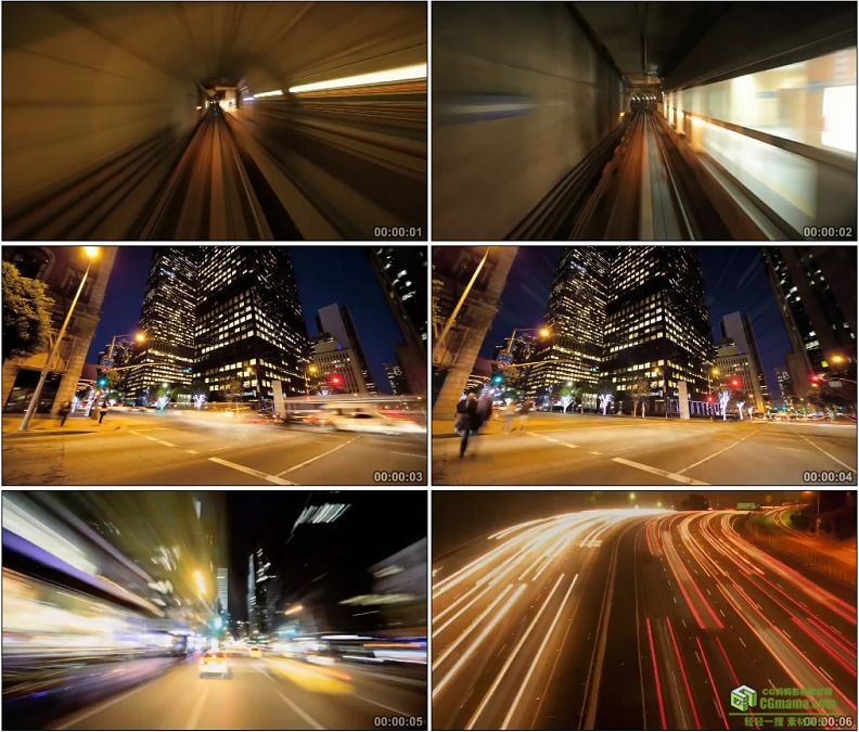 YC1398-汽车过隧道城市夜间车流延时镜头交通马路汽车高清实拍视频素材