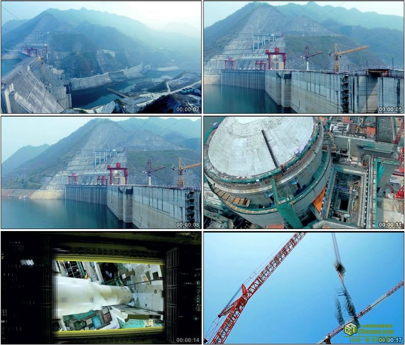 YC1414-大坝水坝水电站核电站建设高清实拍视频素材