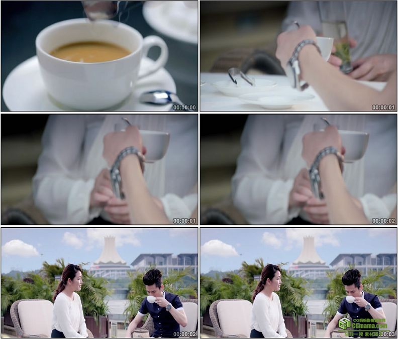 YC1415-喝咖啡享受生活高清实拍视频素材