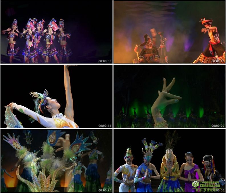 YC1449-少数民族传统民俗泼水节傣族云南孔雀舞表演高清实拍视频素材