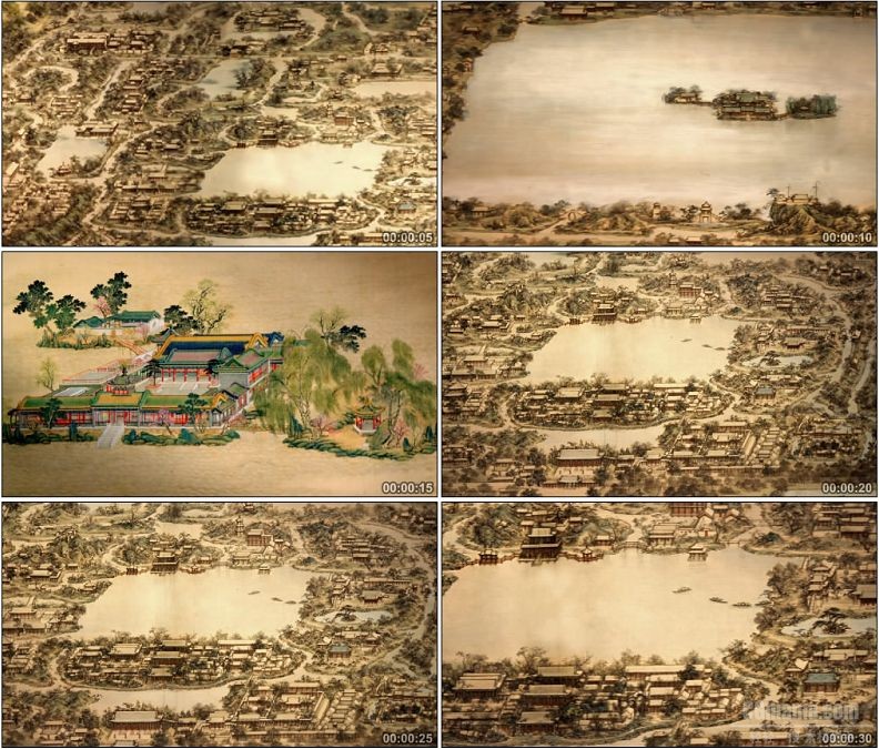 YC1481-古代历史资料圆明园原貌绘画图纸高清实拍视频素材
