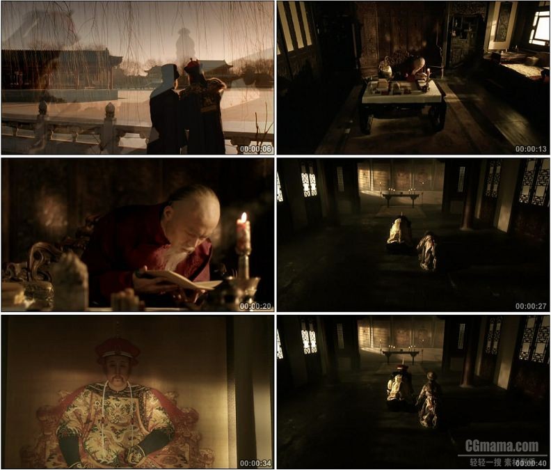 YC1485-古代清朝皇帝跪拜祭祖大臣觐见年迈皇帝高清实拍视频素材
