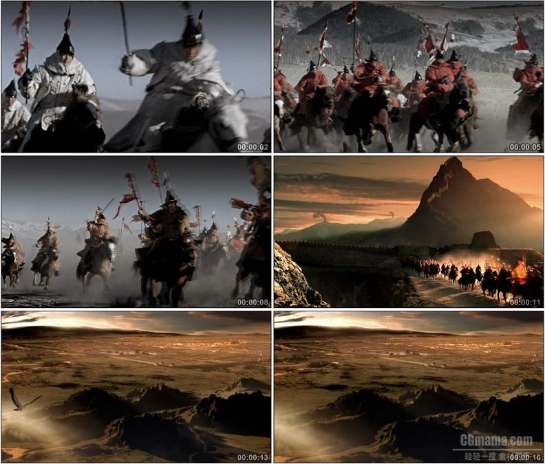 YC1502-古代战场清军入关骑马征战战争场景满族军队骑兵高清实拍视频素材