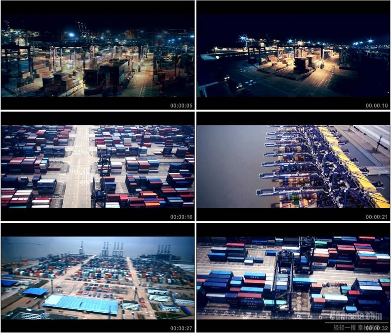 YC1561-港口码头物流货运货轮吊车高清实拍视频素材