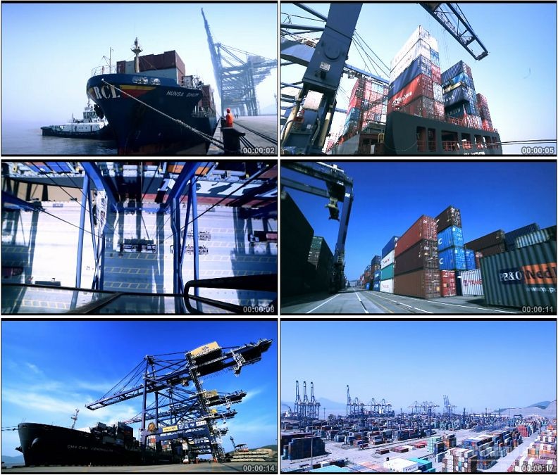 YC1566-港口物流码头运输货车吊车延时镜头集装箱高清实拍视频素材