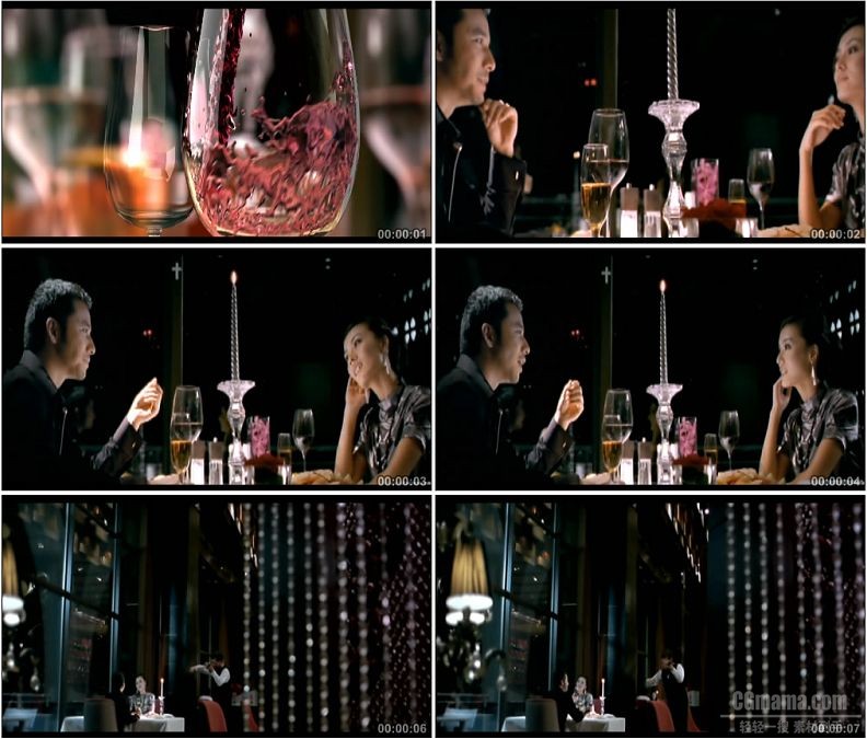 YC1596-倒红酒情侣约会用餐侍者拉小提琴伴奏高清实拍视频素材