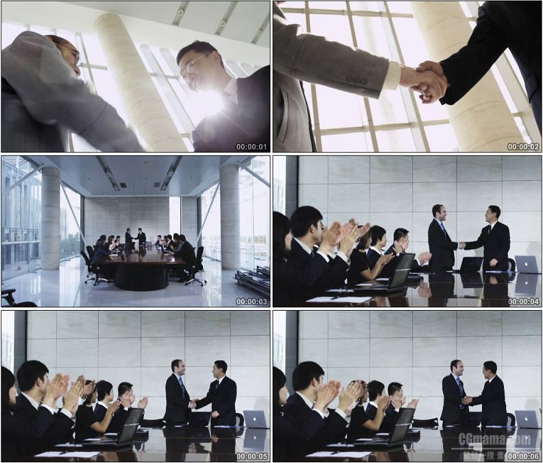 YC1638-企业会谈握手合作商务职场高清实拍视频素材