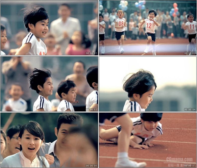 YC1670-小学生小朋友赛跑崴脚运动会高清实拍视频素材