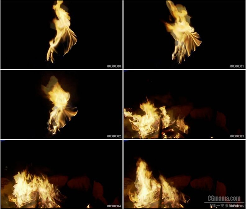 YC1676-燃烧的火苗火把火堆高清实拍视频素材