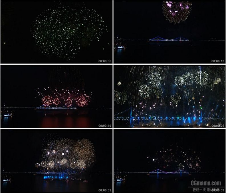YC1678-上海黄浦江大桥焰火烟花夜晚美景高清实拍视频素材