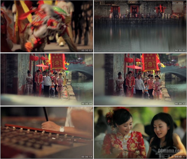 YC1692-中国南方传统婚礼舞狮吃席结婚新娘高清实拍视频素材