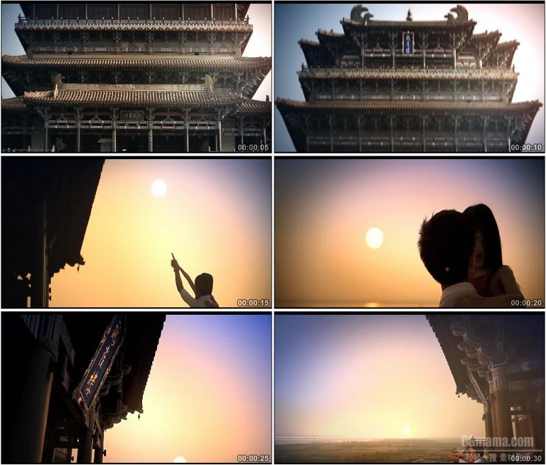 YC1706-中国山西父女登鹤雀楼古建筑高清实拍视频素材
