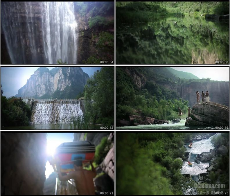 YC1713-山西太行山大峡谷极限漂流孩子跳水瀑布高清实拍视频素材