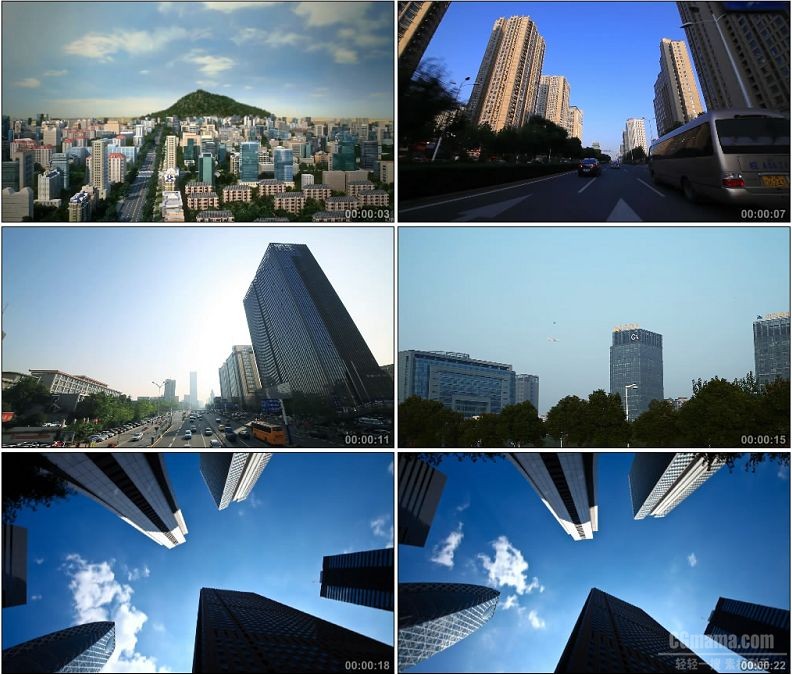 YC1725-城市风光道路交通高楼大厦风光高清实拍视频素材