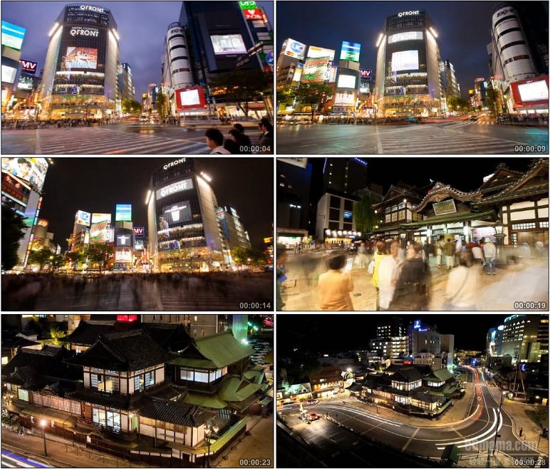 YC1730-城市街道繁华地带城市美丽夜景延时拍摄镜头高清实拍视频素材