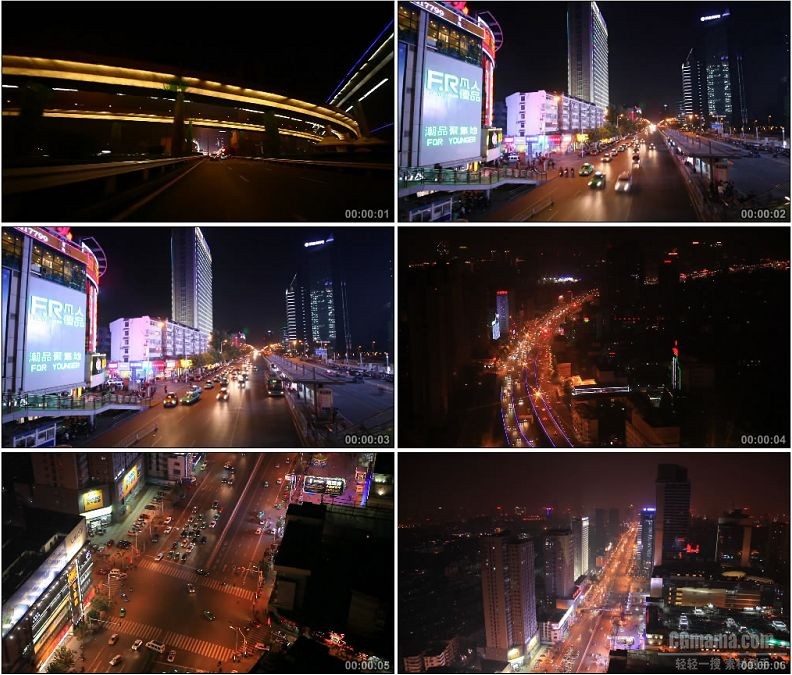 YC1731-城市立交桥道路夜景美丽风光高清实拍视频素材