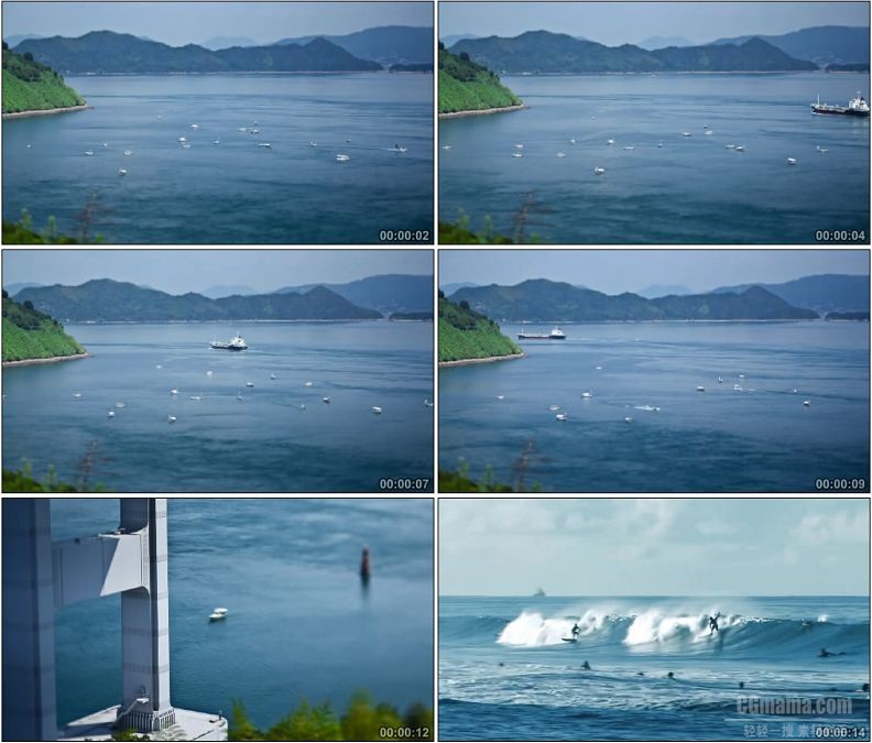 YC1753-海港游船冲浪海浪高清实拍视频素材