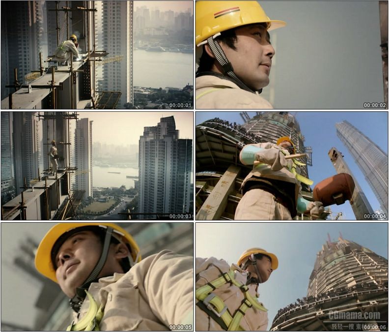 YC1776-农民工建筑工人电焊工作盖楼高清实拍视频素材