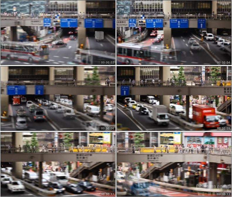 YC1779-人行天桥过往车流行人延时拍摄镜头高清实拍视频素材