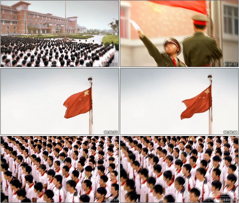 YC1805-小学学校升国旗仪式行注目礼高清实拍视频素材
